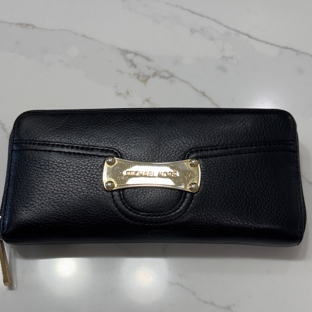 Michael Kors Black Wallet with Gold Accents